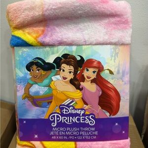 Disney Princess Micro Plush Throw - Pink, Yellow, and Blue
